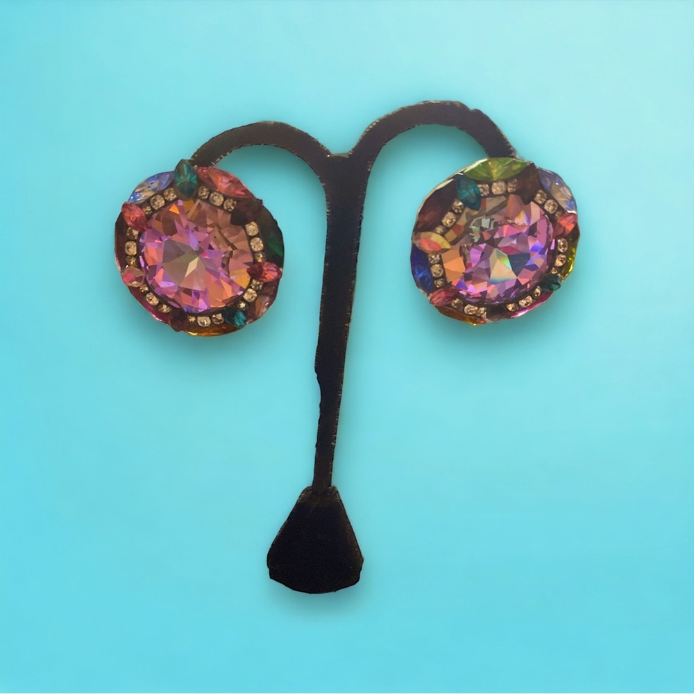 Vintage colorful and fancy clip-on earrings